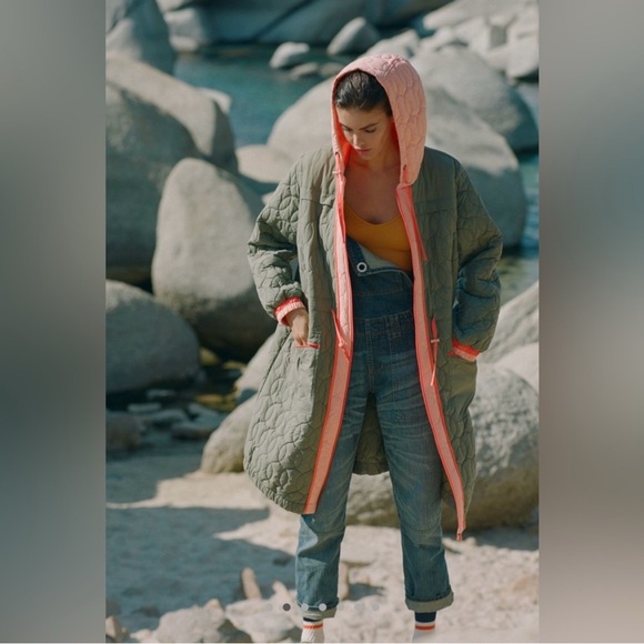 Anthropologie Daily Practice Quilted Coat in Moss/Olive Green Size XS - Picture 4 of 10